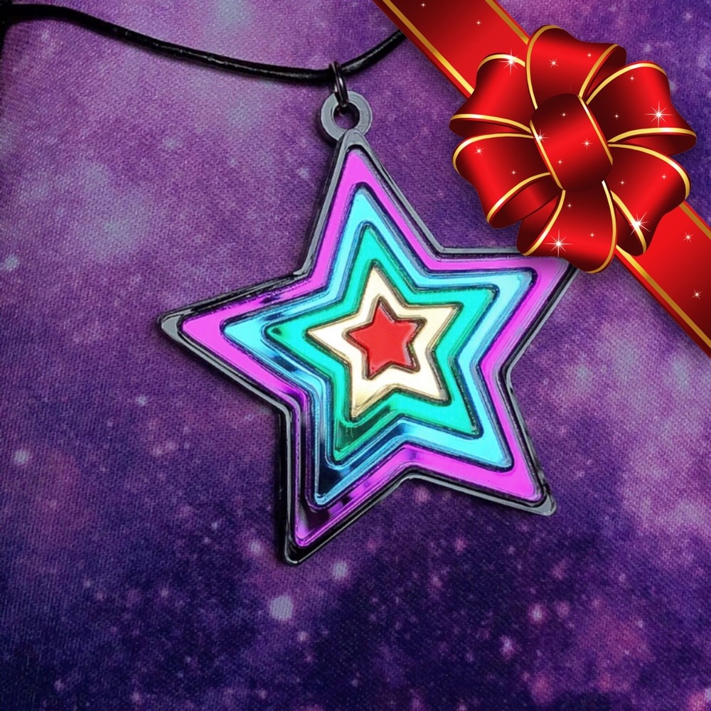 Acrylic Mirrored Rainbow Star Necklace